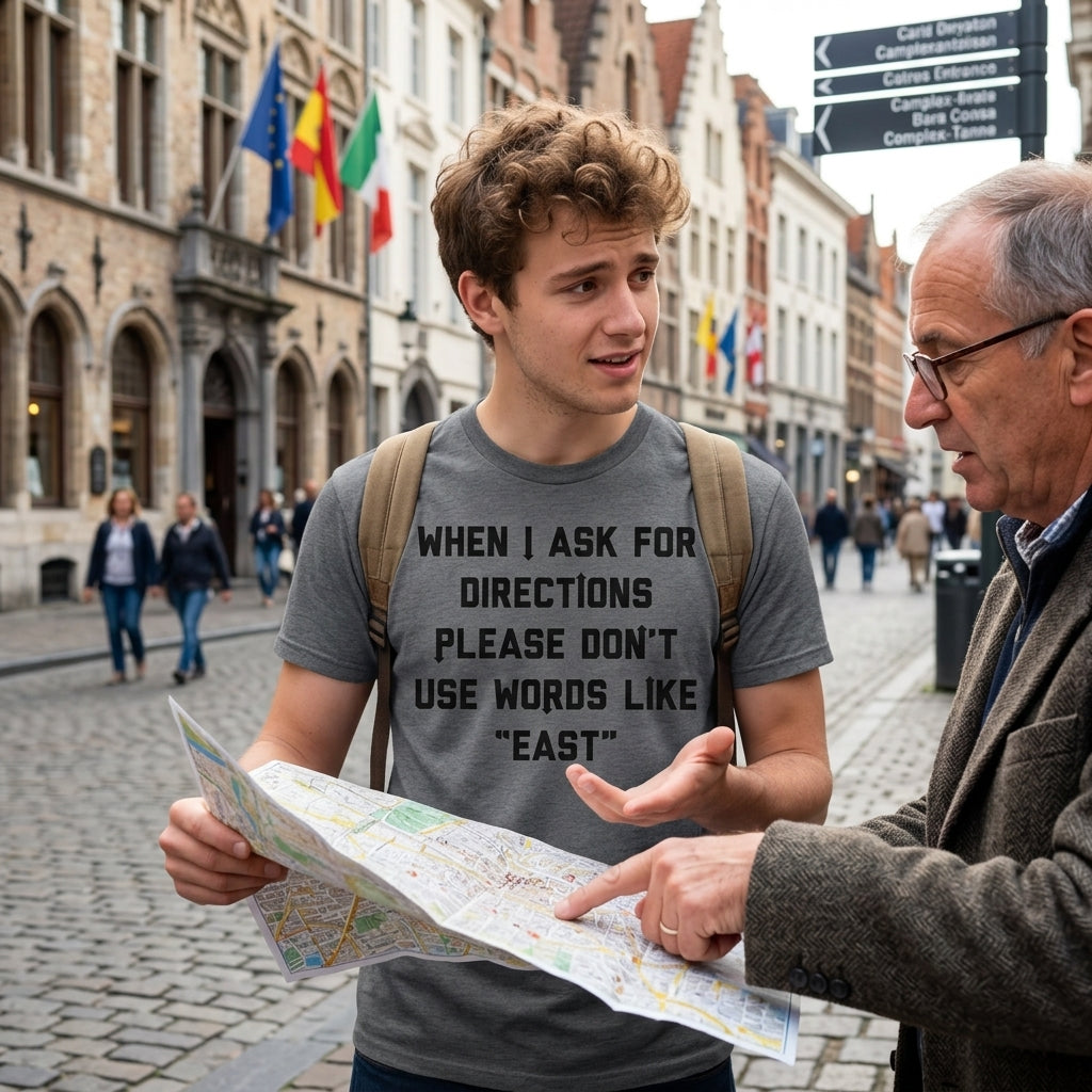 When I Ask For Directions Please Dont Use Words Like East Men's T Shirt