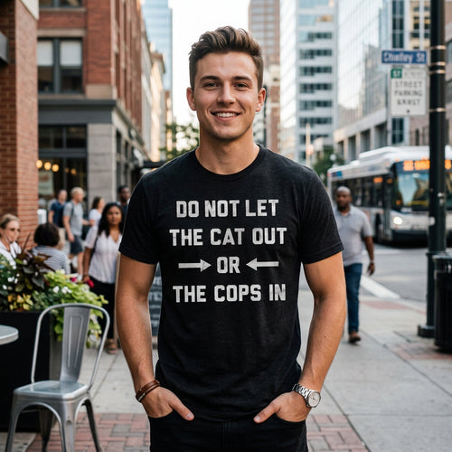 Do Not Let The Cat Out Or The Cops In Men's T Shirt