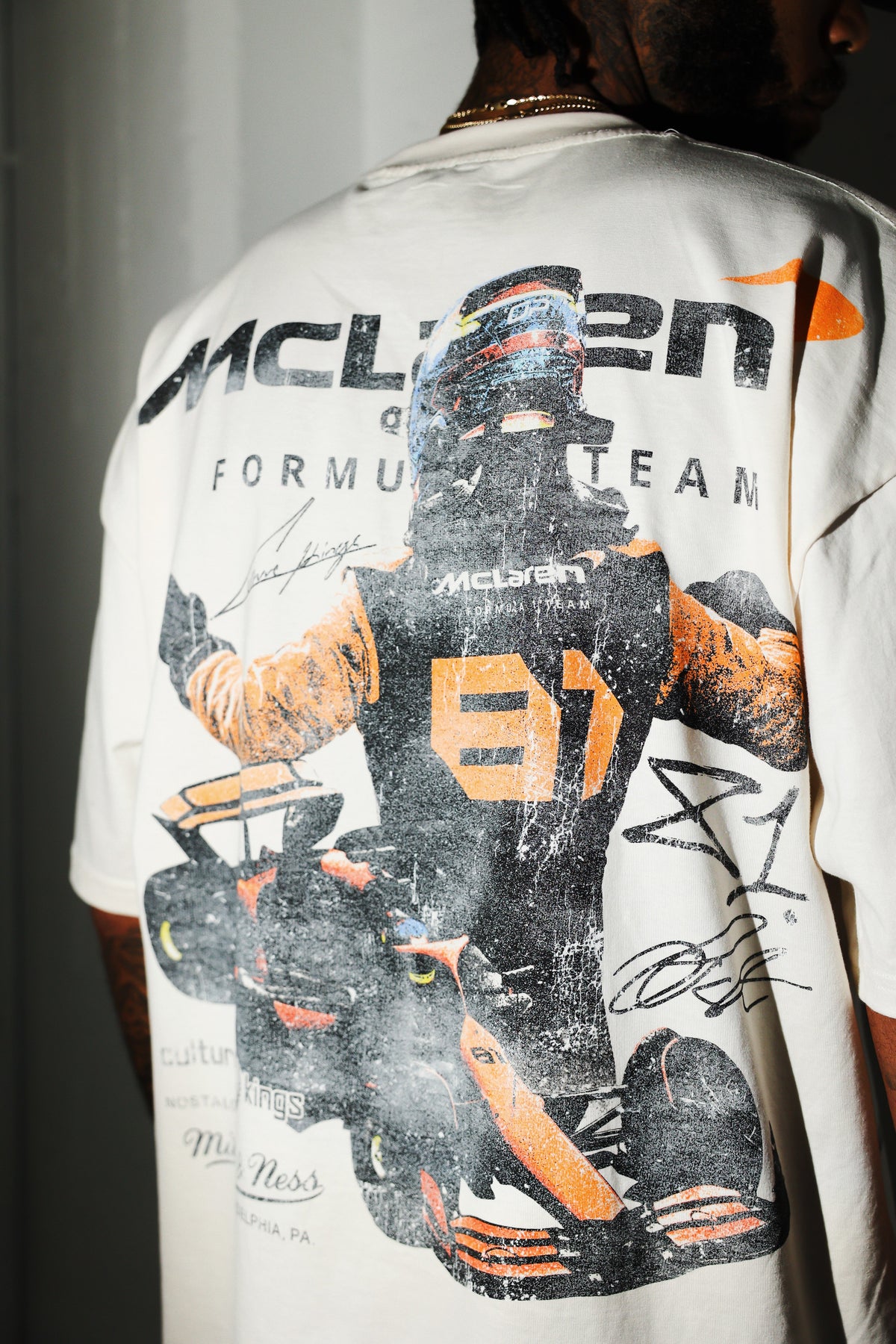 Culture Kings X Mclaren Oscar Piastri 'Vegas Grand Prix 2024' Signature T-Shirt Off White