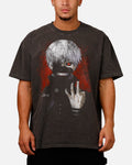 73Studio X Tokyo Ghoul Kaneki Vintage T-Shirt Black Acidwash