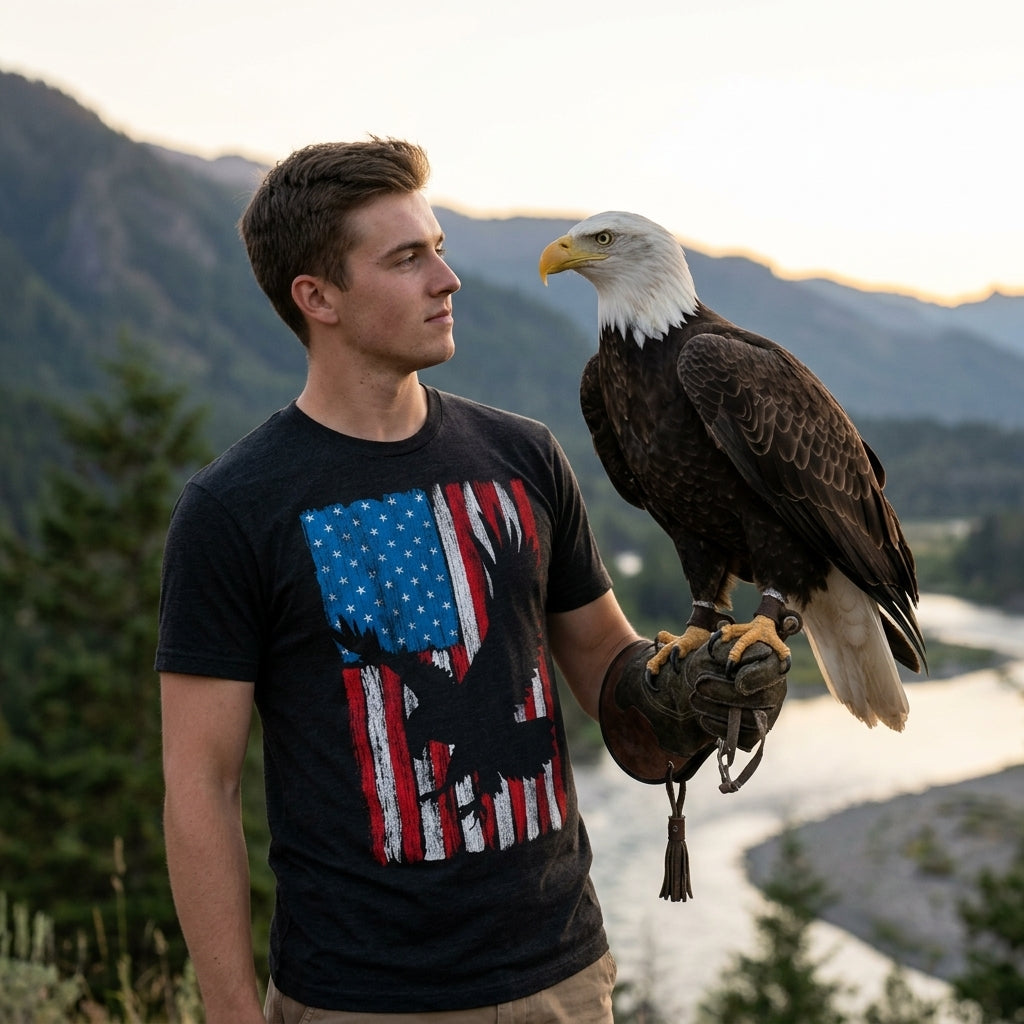 Eagle In Flag Men's T Shirt