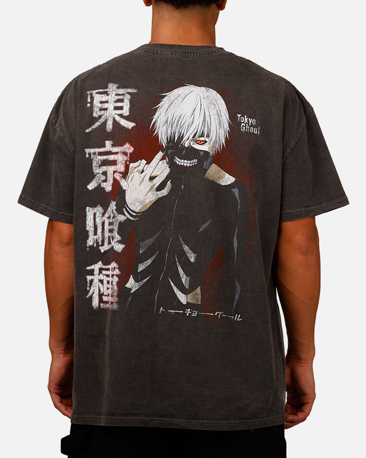 73Studio X Tokyo Ghoul Kaneki Vintage T-Shirt Black Acidwash