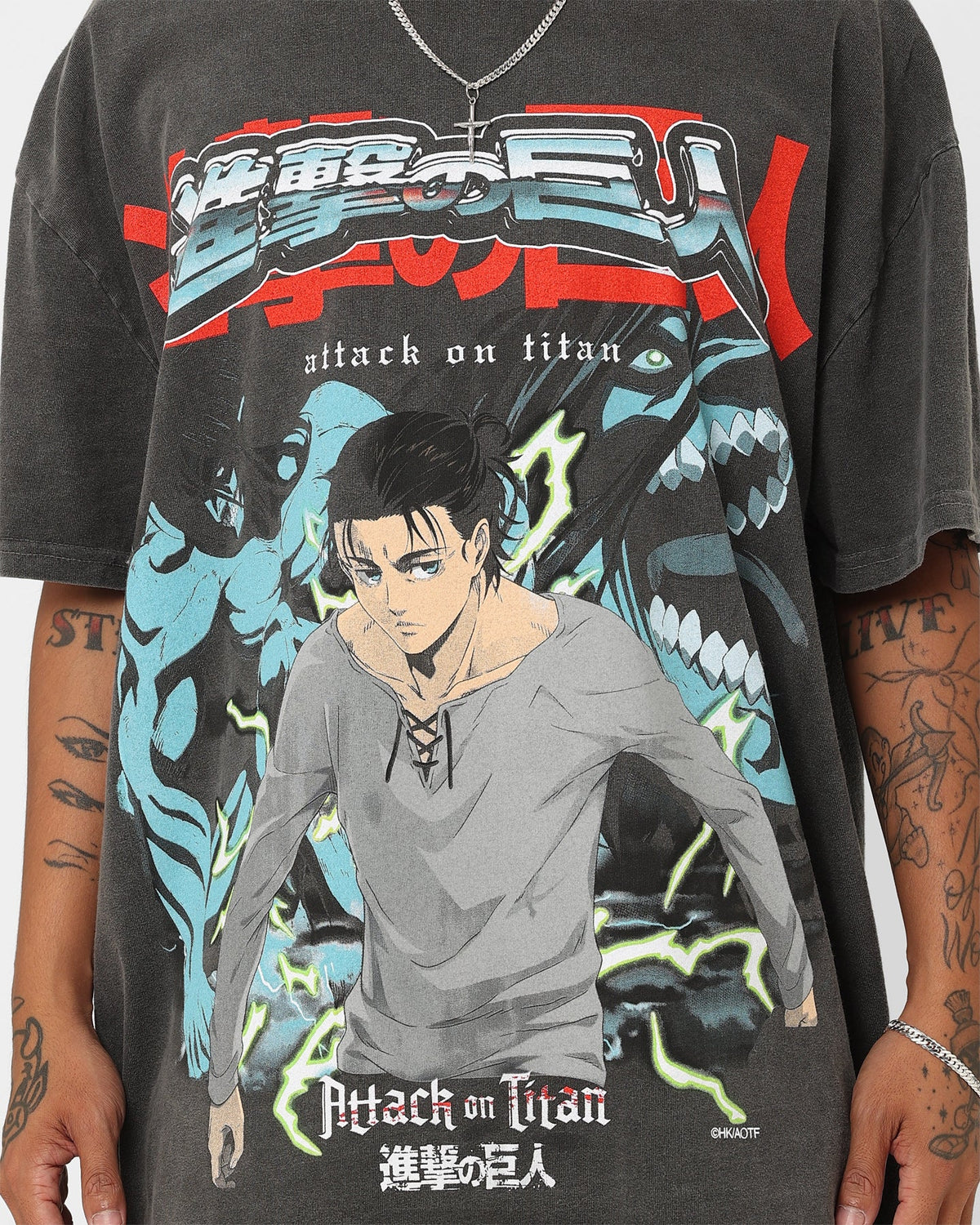 Goat Crew X Attack On Titan Attack Titan Vintage Heavyweight T-Shirt Black Wash