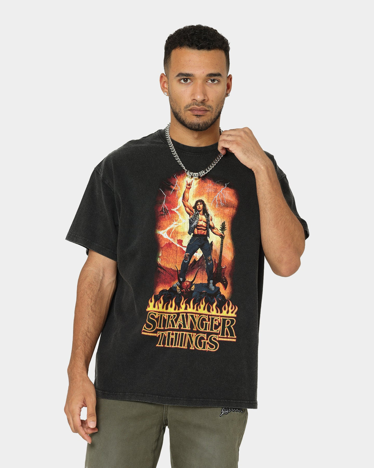 Goat Crew X Stranger Things Metal Vintage T-Shirt Vintage Black