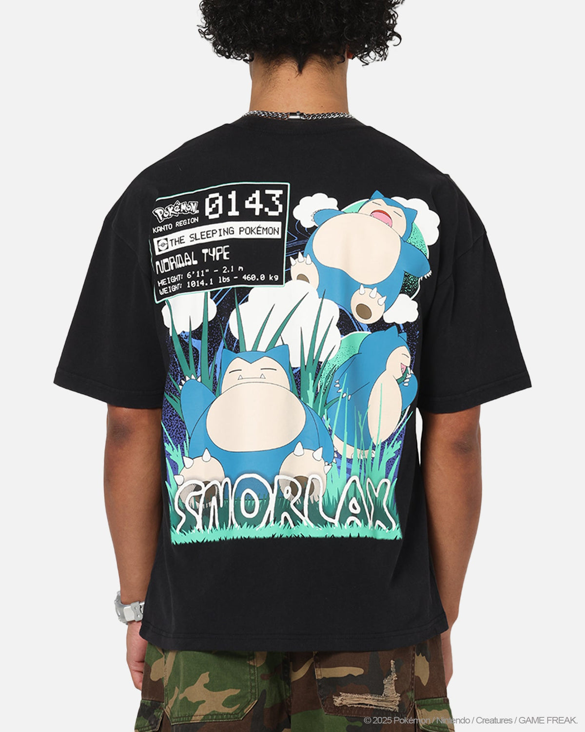 The Pok茅mon Collection By 73Studio Snorlax Vintage T-Shirt Off Black