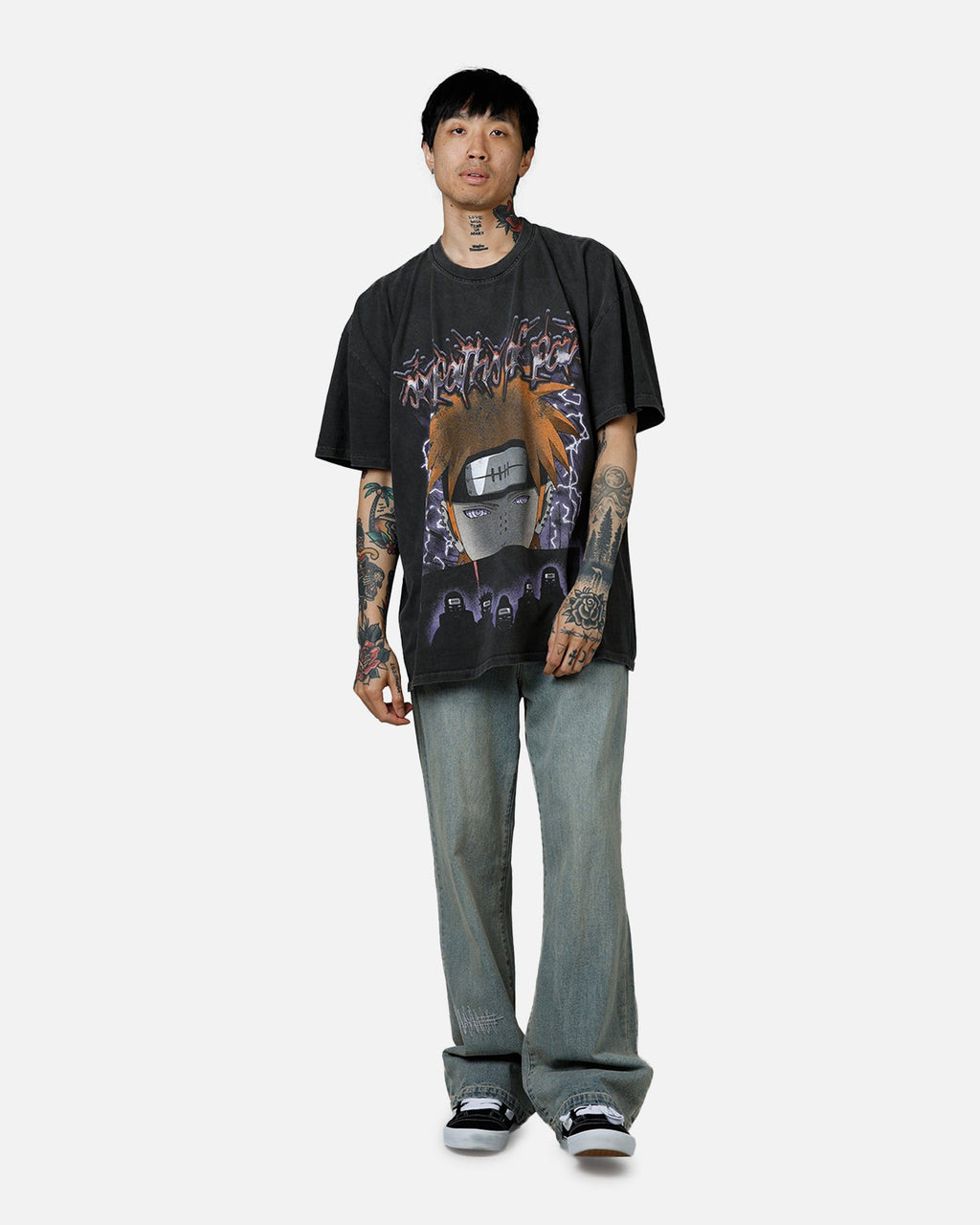 73Studio X Naruto Six Paths Of Pain Heavyweight T-Shirt Black Wash