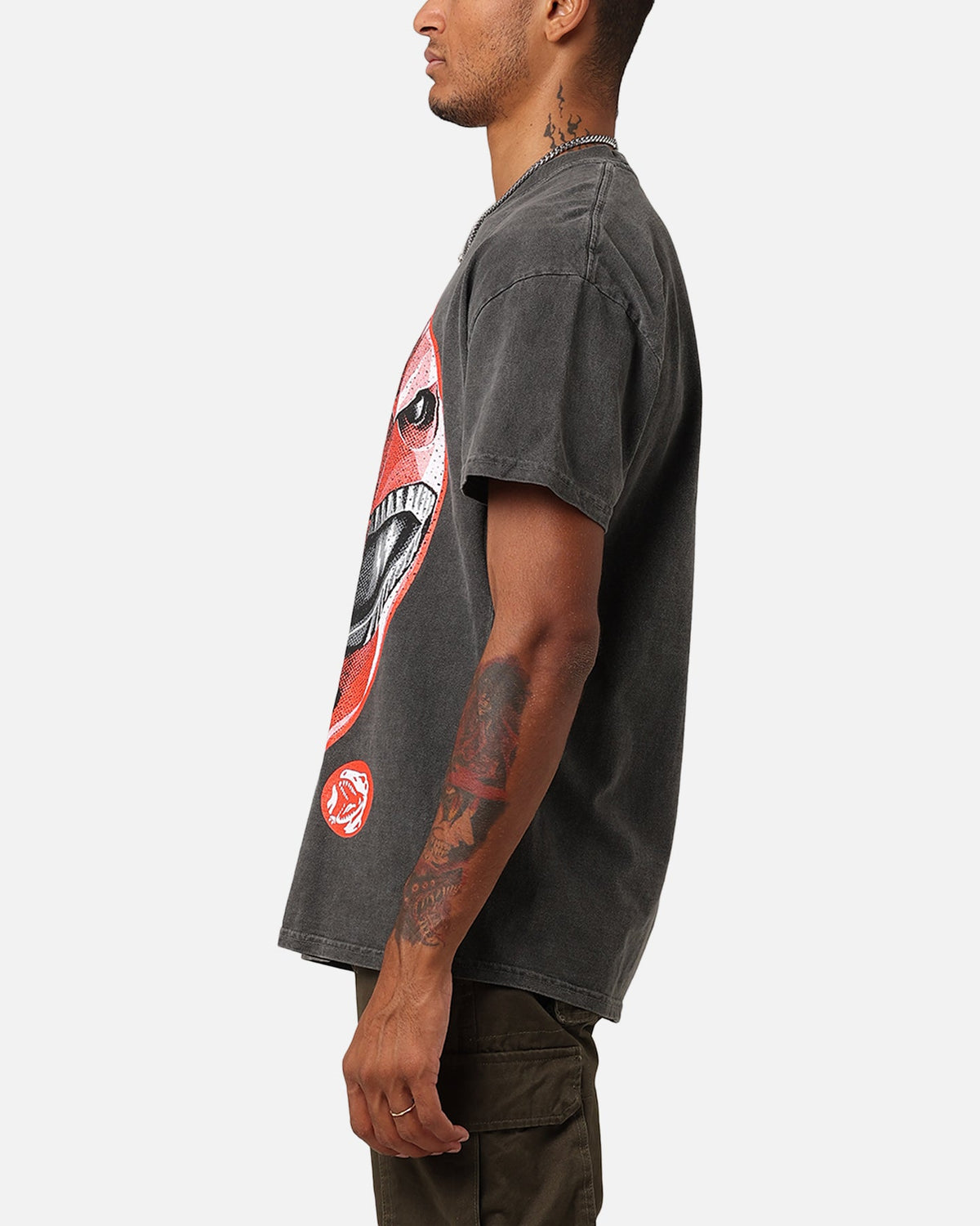 American Thrift X Power Rangers Red Ranger Big Head Heavyweight Vintage T-Shirt Black Wash