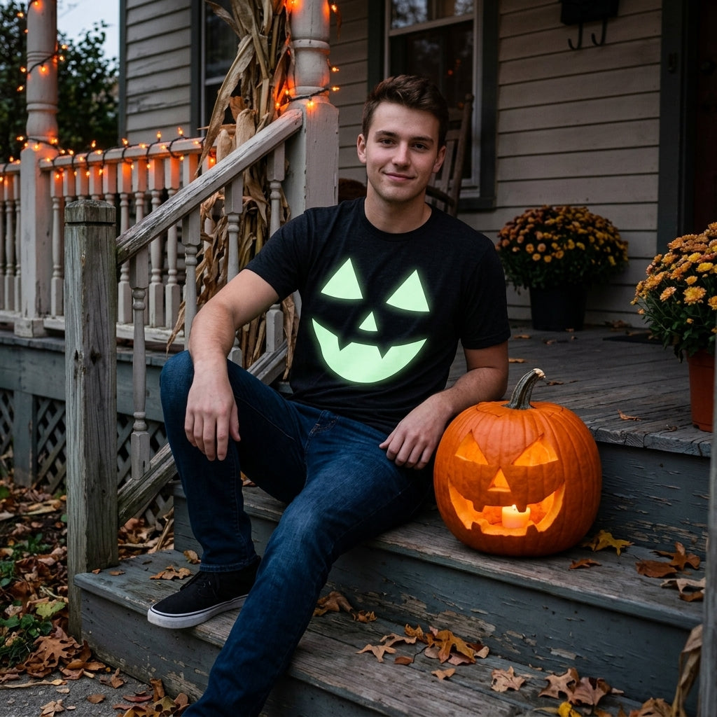 Glow In The Dark Jack O Lantern Men's T Shirt