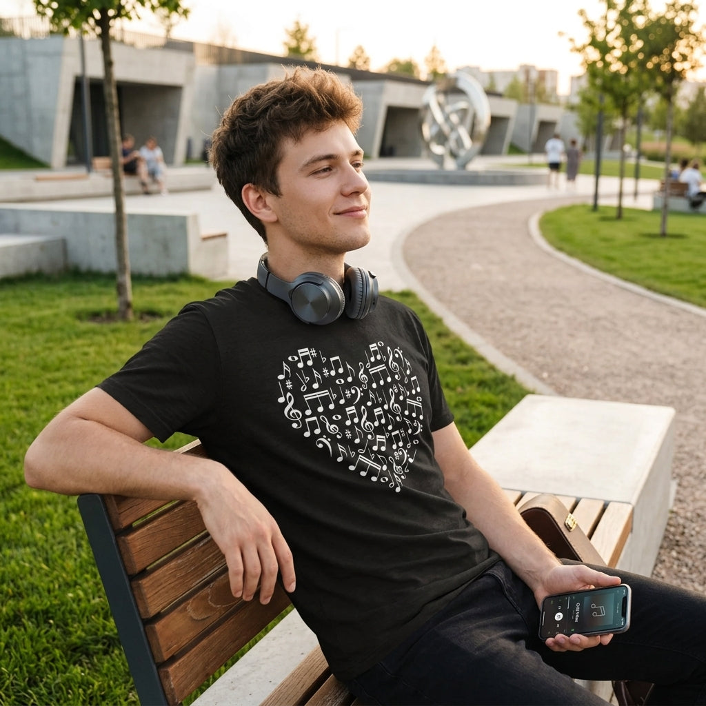 Music Note Heart Men's T Shirt