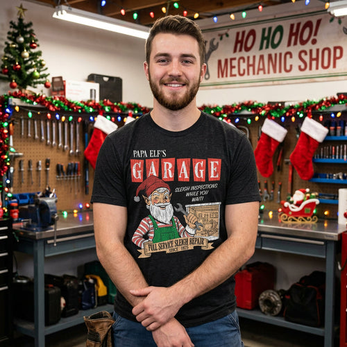 Papa Elfs Garage Men's T Shirt