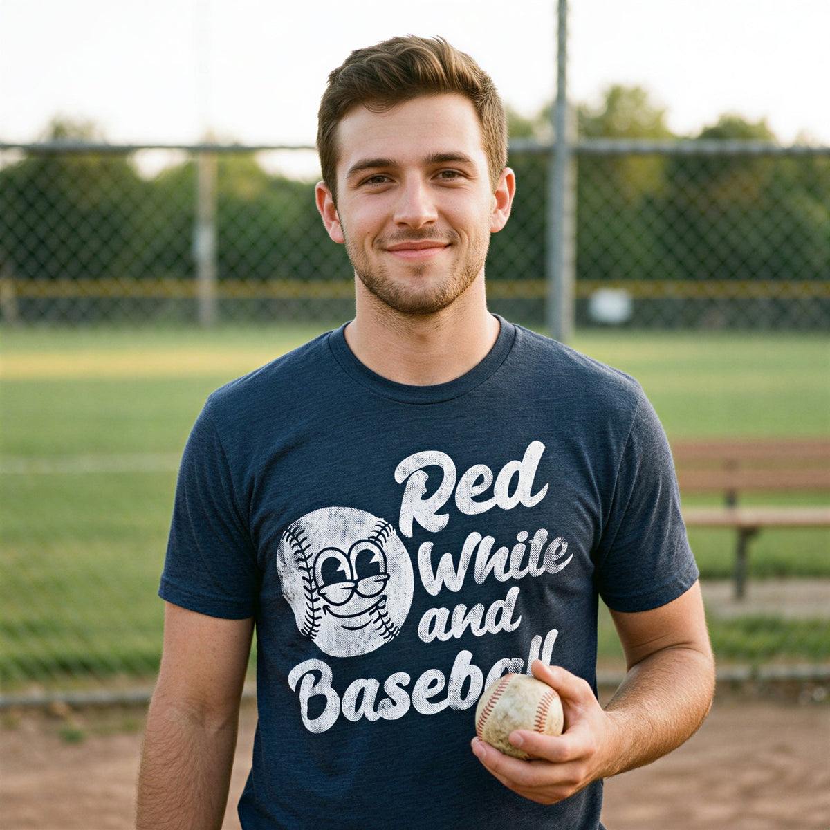 Red White And Baseball Men's T Shirt