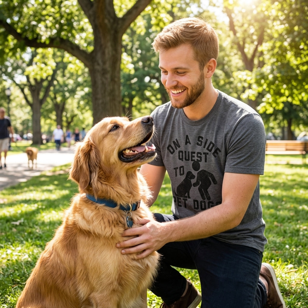 On A Side Quest To Pet Dogs Men's T Shirt