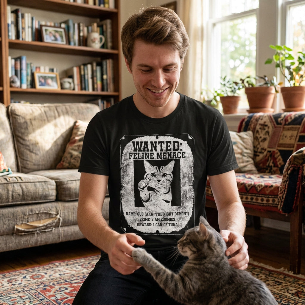 Wanted Feline Menace Men's T Shirt